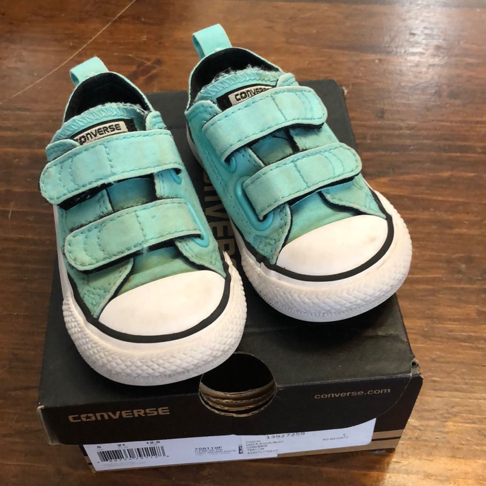Light Aqua Blue Velcro Chucks Converse